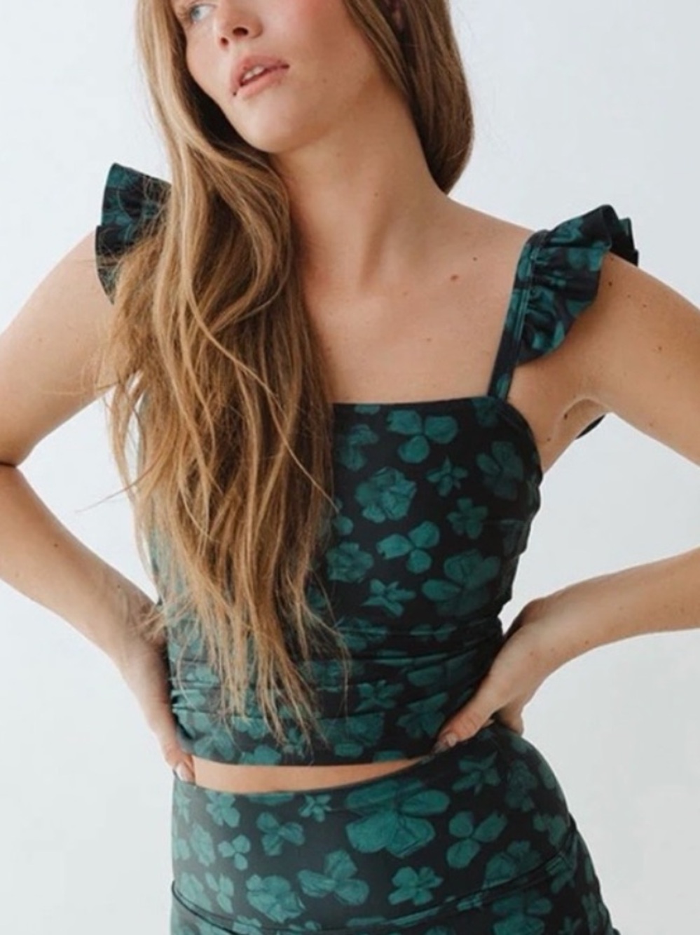 Albion Fit Sea Petal Swim Top Green Clover